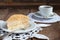 Classic Cake Napoleon of puff pastry with custard cream on a plate