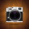 Classic camera icon on brown background