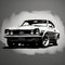 Classic Car Art Print: Ford Mustang In Black And White