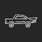 Classic car chalk white icon on dark background