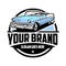Classic Car Circle Emblem Logo Design Vector Art. Ready Made Vintage Logo Design Template. Best for Classic Automotive Restoration
