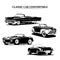 Classic car convertible set illustration