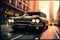 Classic car cruising, digital illustration painting artwork, retro style