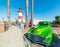 Classic car by Oceanside lighthouse