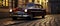 Classic Car Parked on Cobblestone Street, Vintage Automotive Scene in Urban Setting