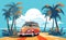 Classic Car by the Shore: A Retro Tropical Getaway - Generative AI