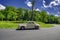 Classic car stopped on skyline drive