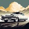 Classic Cars: A Detailed Automotive Illustration With Expansive Landscapes