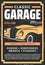 Classic cars repair service vector retro poster