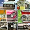 Classic cars, retro automobile collage