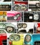 Classic cars, retro automobile collage