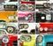 Classic cars, retro automobile collage