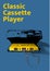 classic cassette tape player poster vintage layout design dark blue background