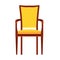Classic chair yellow vector icon front view. Furniture home interior isolated. Retro luxury room sit. Cartoon sofa flat stool