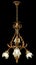 Classic chandelier, flower lamps isolated on black background.