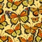 Classic Charm: Mini Monarch Butterfly Vintage Line Drawing Wallpaper Patterns