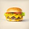 Classic cheeseburger on yellow background