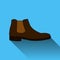 Classic chelsea shoe style boot icon with long shadow isolated on blue background Flat design Illustration