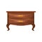 Classic chest of drawers with golden handles. Furniture for bedroom. Wooden commode. Object for home interior. Flat