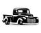 classic chevrolet panel truck silhouette. isolated white background view from side.