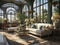 Classic chic romantic living room in 19th century luxurious mansion in Paris