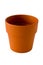 Classic clay flower pot isolated on a white background. Empty clay terracotta pot.