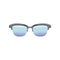 Classic clubmaster glasses with blue lenses and metallic half frame. Fashion spectacles for men`s. Flat vector design
