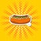 Classic colored hot dog on a yellow pop background.