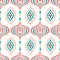 Classic Colorful Handdrawn Ogee and Diamonds Vector Seamless Pattern. Retro Blue and Pink Elegant Traditional Background