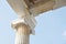 Classic column corner finial detail of Parthenon showing scrolls and marble stone facing work