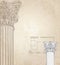 Classic columns background. Roman corinthian column.