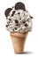 A Classic Combo: Cookies and Cream Ice Cream Cone, Isolated on White Background - Generative AI