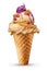A Classic Combo: Peanut Butter and Jelly Ice Cream Cone, Isolated on White Background - Generative AI