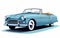 Classic Convertible Car in Vintage Blue isolated on a transparent background.