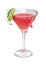 Classic Cosmopolitan cocktail illustration with a wedge of lime