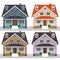 Classic cottage houses, set. Private houses, isolated on white. Vector illustration, flat style.
