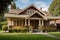 classic craftsman exterior with wraparound porch and double front doors