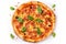 Classic crispy Italian pizza on a white background. Generative ai