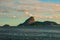 Classic daytime scenic view of Sugarloaf Mountain, Pao de Acucar, standing above Botafogo Bay and Urca district. Rio de