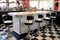 classic diner counter with swivel stools