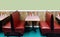 Classic diner interior with red leather booths