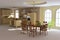 Classic dining room and kitchen