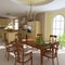 Classic dining room and kitchen