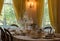 Classic dining table with props, luxury room