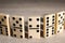 Classic domino tiles on wooden table, closeup