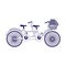 Classic double bike with basket with flowers, flat design