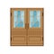 Classic double wooden doors, closed elegant front door vector illustration