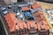 Classic Dresden - aerial view to old roof buildings and street ,  Germany