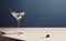 Classic dry martini cocktail with olives. Generative ai. Minimalist image with copy space to the right