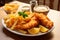 Classic duo Fish and chips served alongside golden french fries
